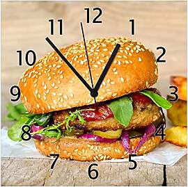 Wallario Design-Wanduhr Burger mit frischem Salat