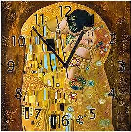 Wallario Design-Wanduhr Der Kuss von Klimt aus