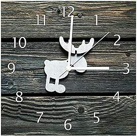 Wallario Design-Wanduhr Elch Symbol in weiß, vor