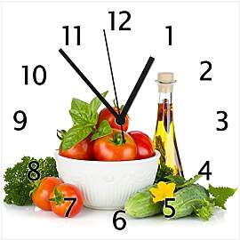 Wallario Design-Wanduhr Frische Salatzutaten mit