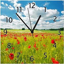 Wallario Design-Wanduhr Grüne Wiese mit