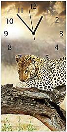Wallario Design-Wanduhr Leopard auf Baumstamm in