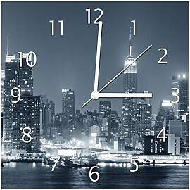 Wallario Design-Wanduhr New York Skyline - Schwarz 