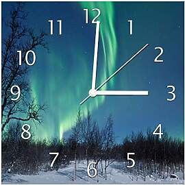 Wallario Design-Wanduhr Polarlicht in Schweden aus 
