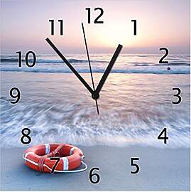 Wallario Design-Wanduhr Rettungsring am Strand bei 