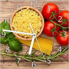 Wallario Design-Wanduhr Spaghetti mit Tomaten,