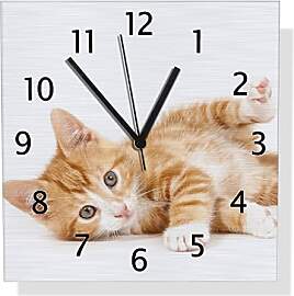 Wallario Design Wanduhr Süße Katze mit großen