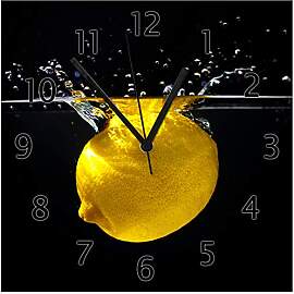 Wallario Design-Wanduhr Zitrone im Wasser -