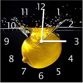 Wallario Design-Wanduhr Zitrone im Wasser -