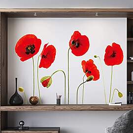 WALPLUS 25 Stück Rote Mohnblumen Abziehbild