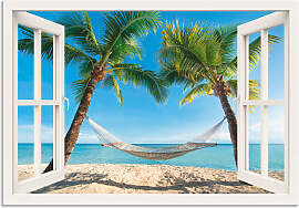 Wandbild ARTLAND "Fensterblick Palmenstrand