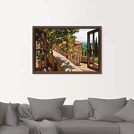 Wandbild ARTLAND "Fensterblick Rosen auf