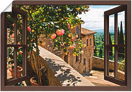 Wandbild ARTLAND "Fensterblick Rosen auf