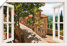Wandbild ARTLAND "Fensterblick Rosen auf