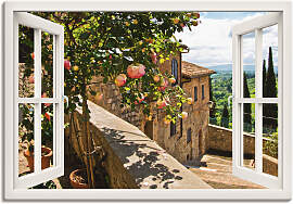 Wandbild ARTLAND "Fensterblick Rosen auf