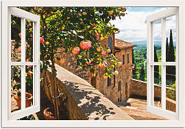 Wandbild ARTLAND "Fensterblick Rosen auf