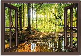 Wandbild ARTLAND "Fensterblick - Wald mit
