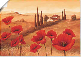 Wandbild ARTLAND "Mohnblumen in der
