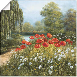 Wandbild ARTLAND "Mohnwiese am See",