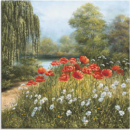 Wandbild ARTLAND "Mohnwiese am See",