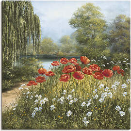 Wandbild ARTLAND "Mohnwiese am See",