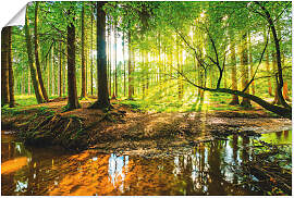 Wandbild ARTLAND "Wald mit Bach", grün