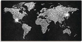 Wandbild ARTLAND "Weltkarte Glitzer",