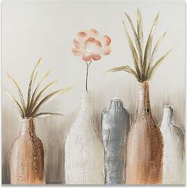 Wandbild Vasen mit Blumen B 60x60cm quadratisch