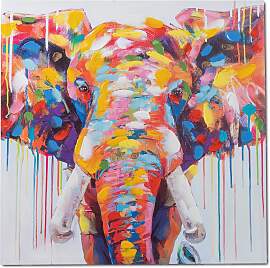 Wandbild, Wandeko auf Leinwand COLORS Elefant
