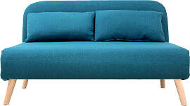 Wandelbare 2-Sitzer-Bank aus enteblauem Stoff AMIKO