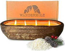 Wanderholz Sojawachskerze - Vierdochtkerze -