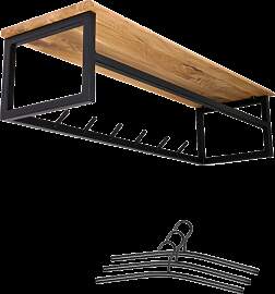 Wandgarderobe mit Ablage aus Eiche und Metall -