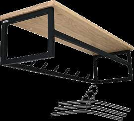 Wandgarderobe mit Ablage aus Eiche und Metall -