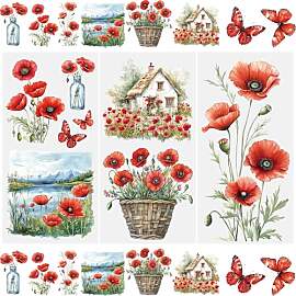 WANDIC 3 Bogen Blumen Rub on Stickers,
