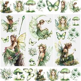 WANDIC 3 Bogen Rub on Transfer Stickers, Grün Fee 