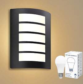 Wandlampe LED E27 Aussenlampe IP44 Schwarz Matt