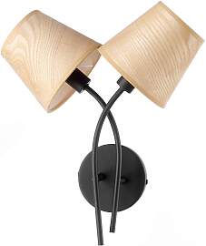 Wandleuchte Asia Schwarz/Eiche max. 6 Watt