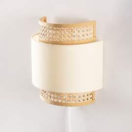 Wandleuchte Aus Polyester Und Rattan Satu Beige