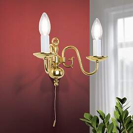 Wandleuchte FLÄMISCH, 2-flammig, Messing glänzend