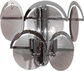 Wandleuchte RAUCHGLAS, 2-flammig, Chrom