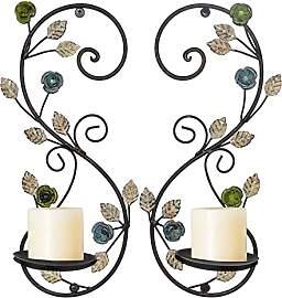 Wandleuchter Kerzenhalter 2er Set, Antik Schwarz