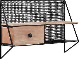 Wandregal Lelia Natur/Schwarz Echtholz/MDF