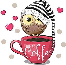 WandSticker4U®- Wandtattoo KAFFEETASSE EULE in