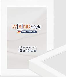 WANDStyle Bilderrahmen 10x15 Weiß, gemasert,