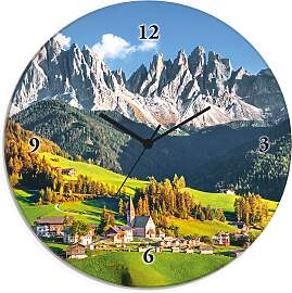 Wanduhr ARTLAND "Glasuhr rund Alpen Berge