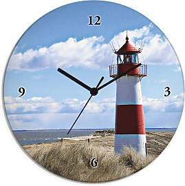 Wanduhr ARTLAND "Leuchtturm Sylt", blau, 