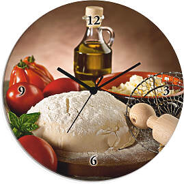 Wanduhr ARTLAND "Teig für Pizza", beige 