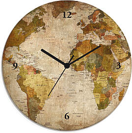 Wanduhr ARTLAND "Weltkarte", braun,
