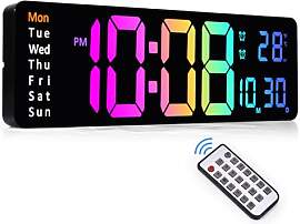Wanduhr Digital, 13" Digitale Wanduhr,