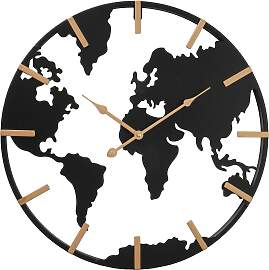 Wanduhr Earth II Schwarz/Goldfarben Ø ca. 50cm